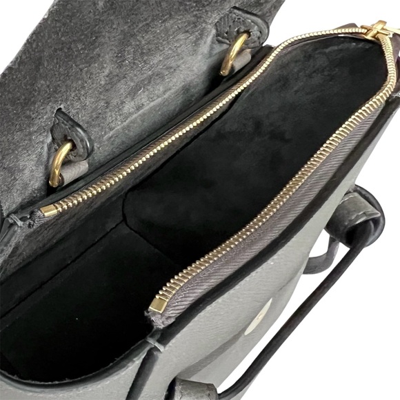 CELINE NANO BELT BAG Grained Calfskin Gray Antique Gold-Tone Metal Crossbody Bag - Picture 11 of 16